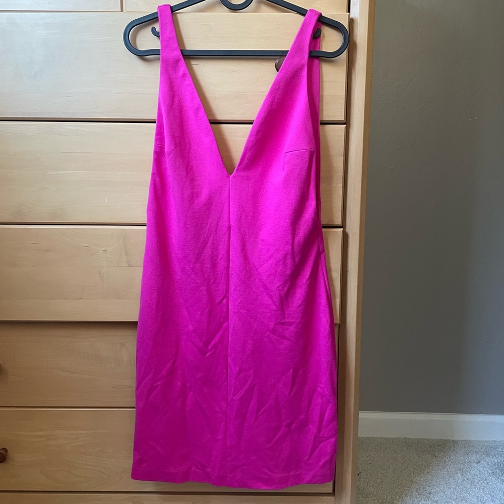 Amanda Uprichard Hot Pink Backless V-Neck Dress